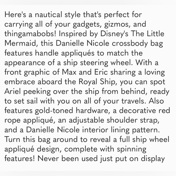 💙Danielle Nicole Little Mermaid Wheel Crossbody Bag - Picture 4 of 7